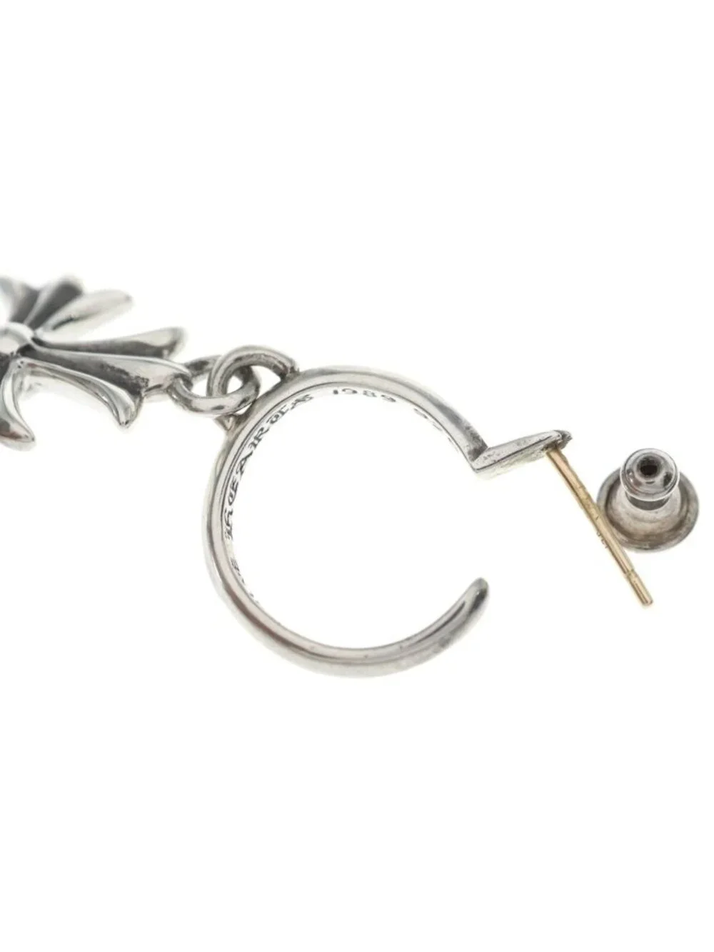 Chrome Hearts Tiny CH Cross Hoop Earrings Silver